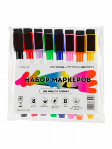 Маркеры цветные на водной основе с магнитом для магнитной доски, набор 8 шт Орбита OT-OCL01